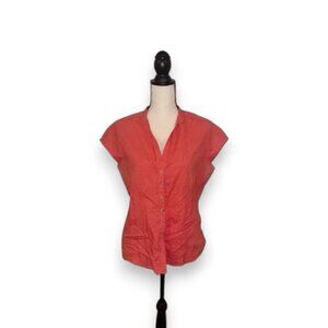 2/$5 Columbia Mandarin Collar Fitted Blouse in Orange and Pink